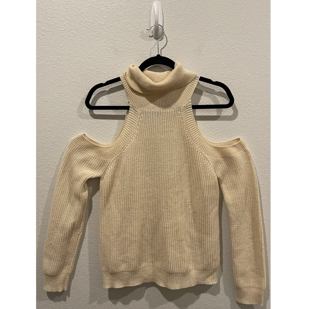 KENDALL & KYLIE Off Shoulder Knitted Tan Sweater